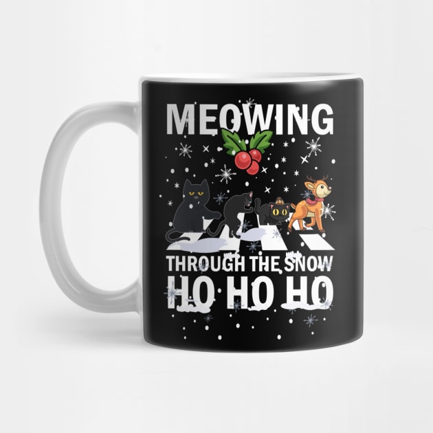 Meowing Through The Snow Cats Crossing Roads Crosswalk Pun by alcoshirts